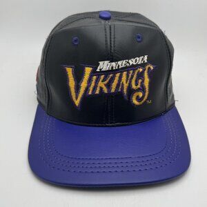 Vintage Modern NFL Minnesota Vikings Leather Snapback Hat Cap One Size Fits All